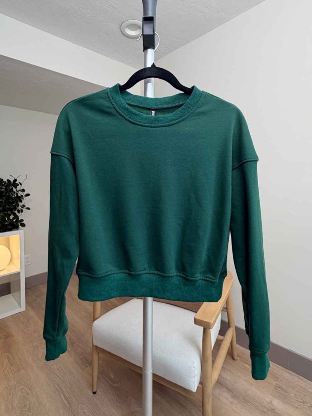 Women’s | Cropped Crewneck Sweatshirt, Forest Green | Size Small